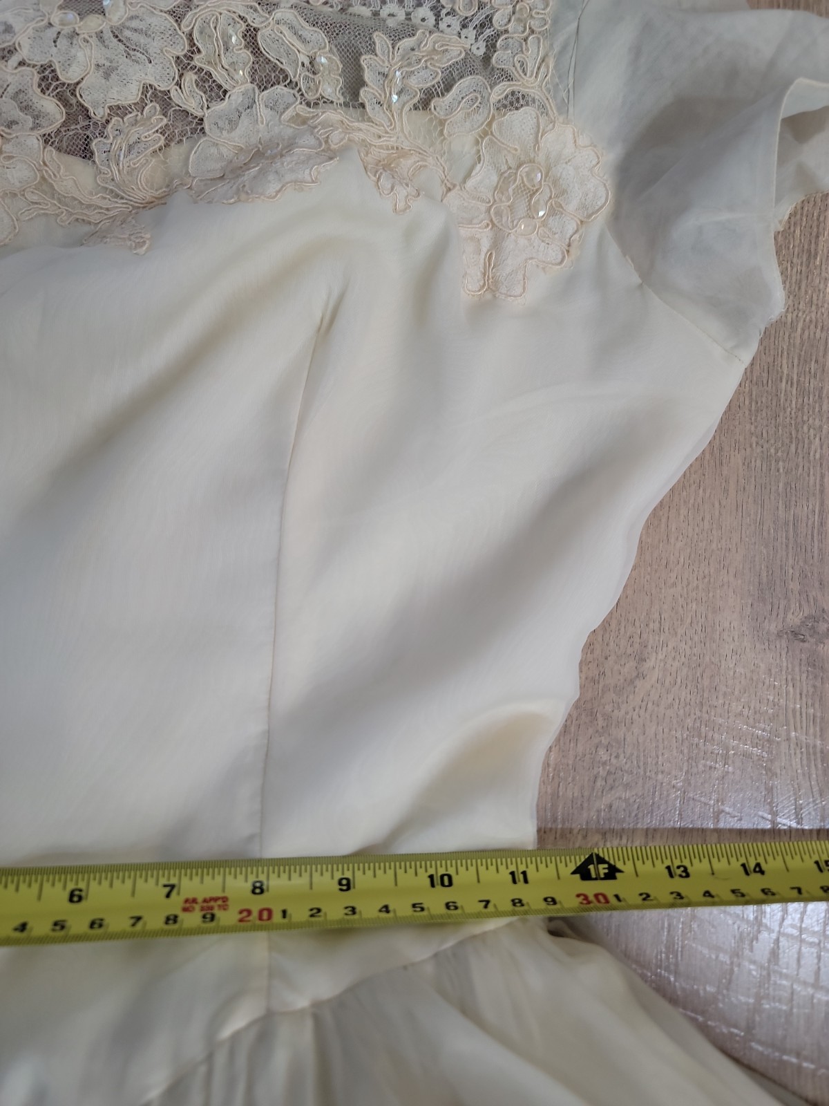 Vtg 50s Wedding Dress Ivory Organza Full Skirt Cocktail Scarf pinup Bridal/As Is
