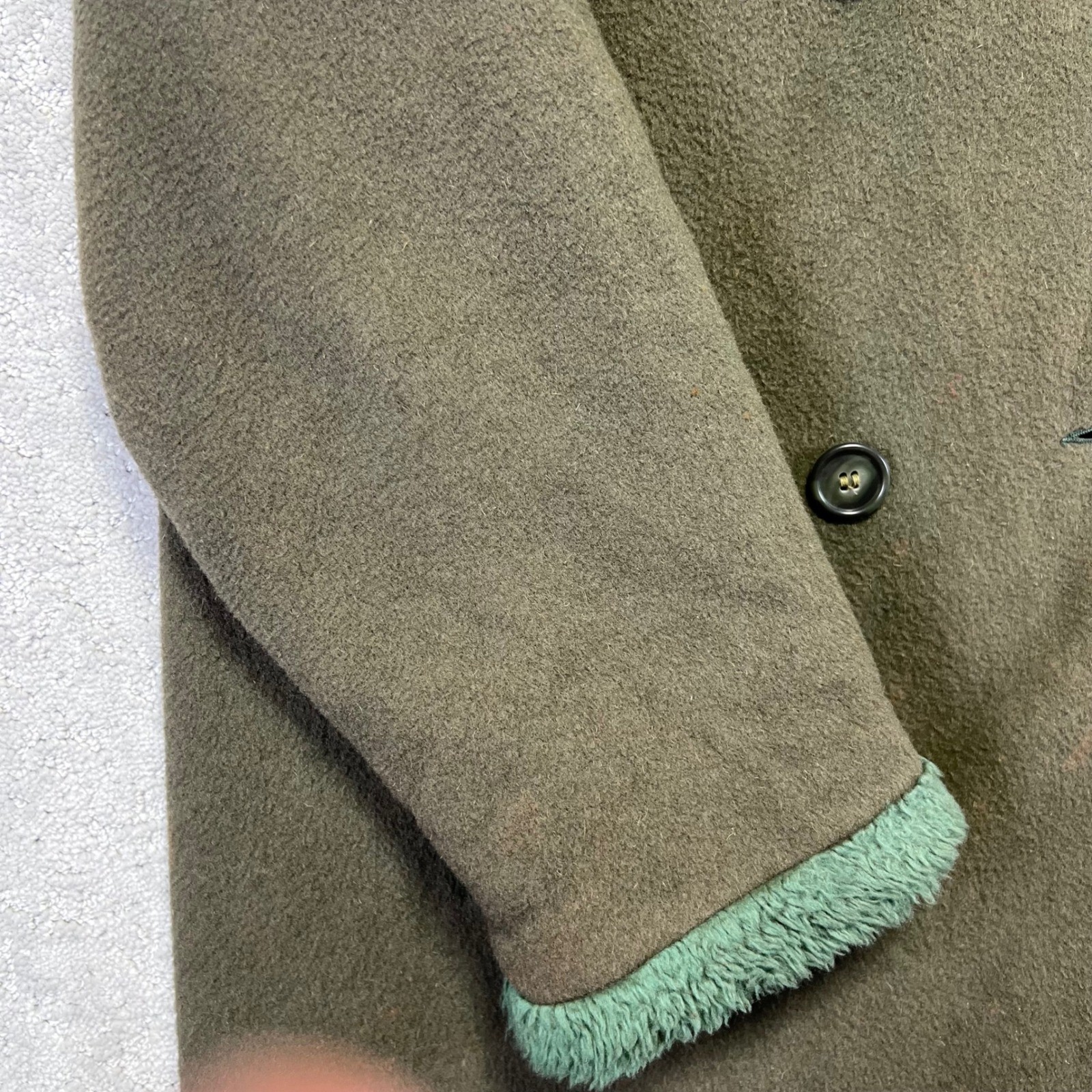 VINTAGE Schuster Camapile Jacket Womens 18 Fine Wool Camel Hair Hooded Coat 50s