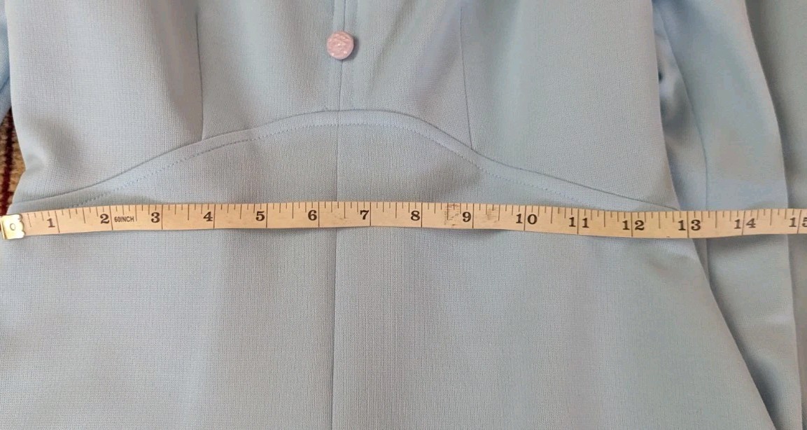 Vintage Mod A Line Point Collared Dress Handmade Back Zip 1970s 34 In Bust Retro