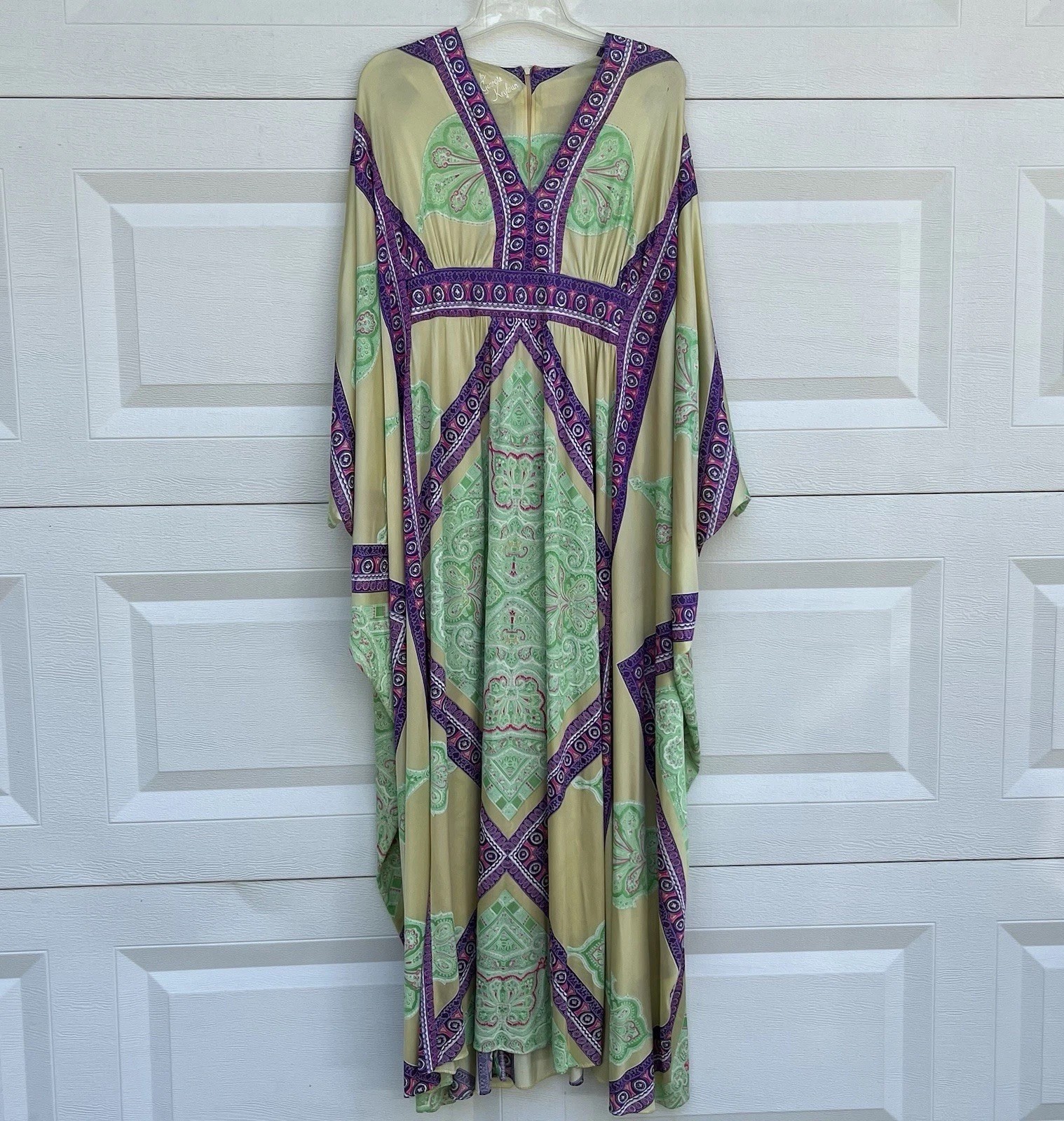 Georgie Keyloun VTG Kaftan Dress Phychdelic Colorful Muumuu Maxi Gown Hostess