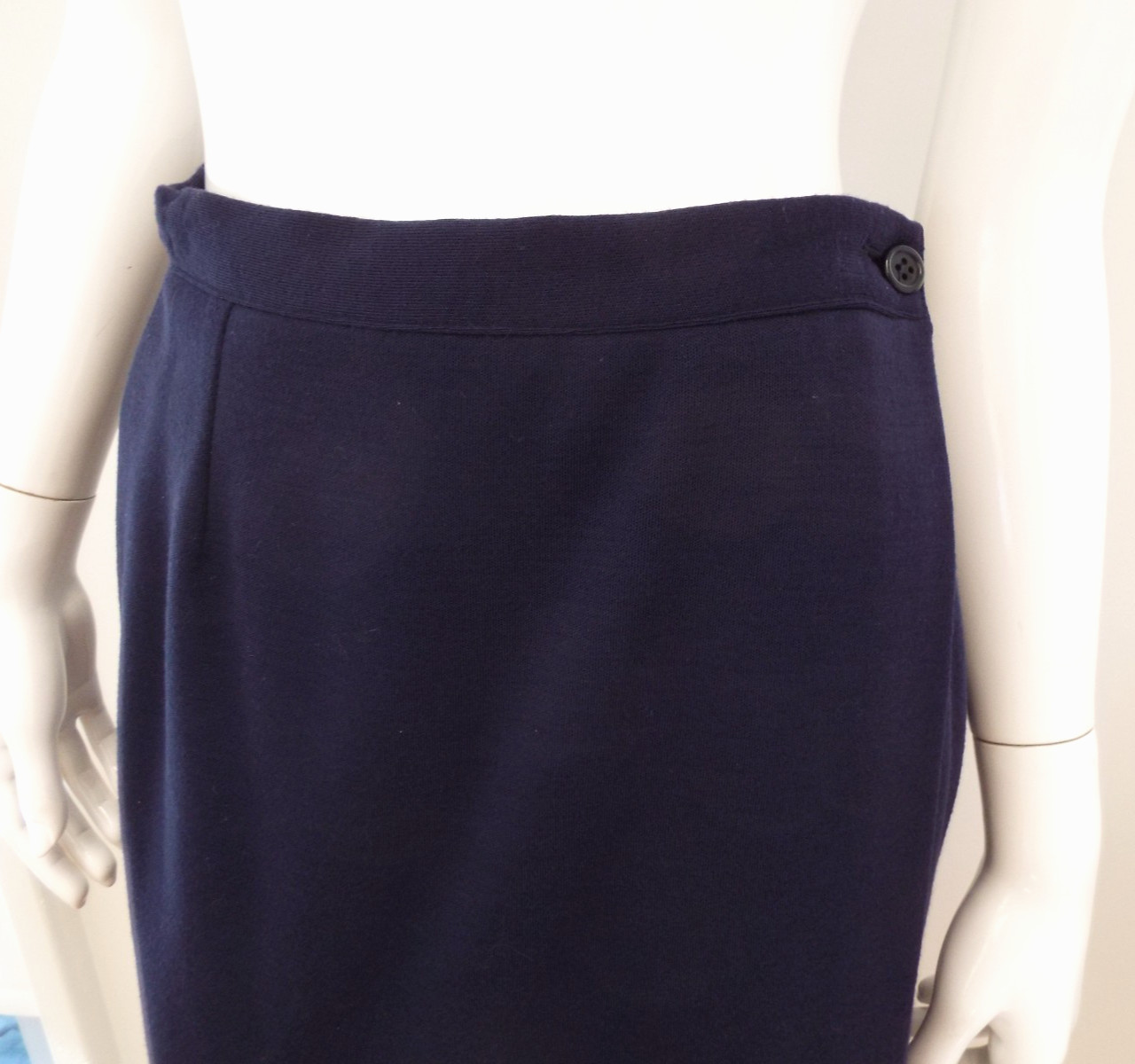 Vintage Giorgio Armani Navy Blue Wool Skirt Suit Double Breasted Blazer 44 Italy