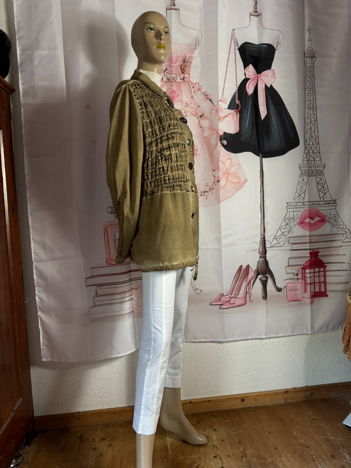 Bottega Designer Sweat Jacket Made in Italy Art to Wear Script Print Size 44 46