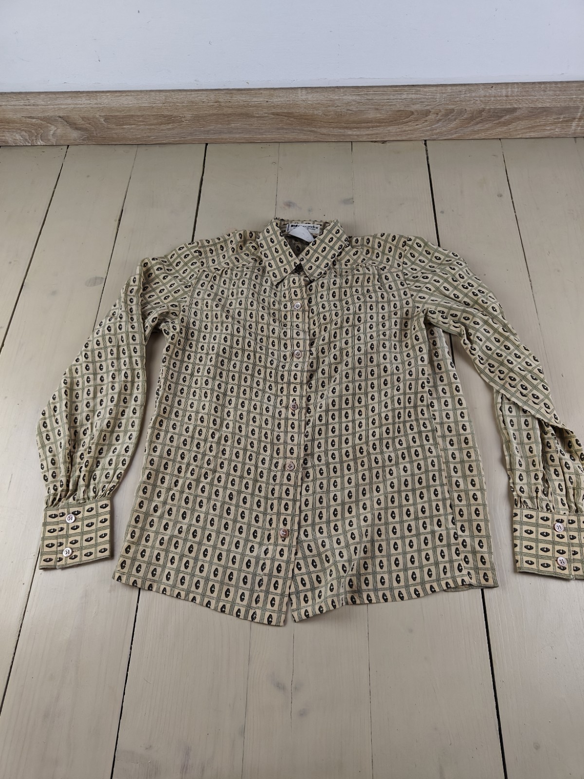 Vintage Cassandre Paris 100% Silk Blouse Shirt Made In France Geometric Size 40