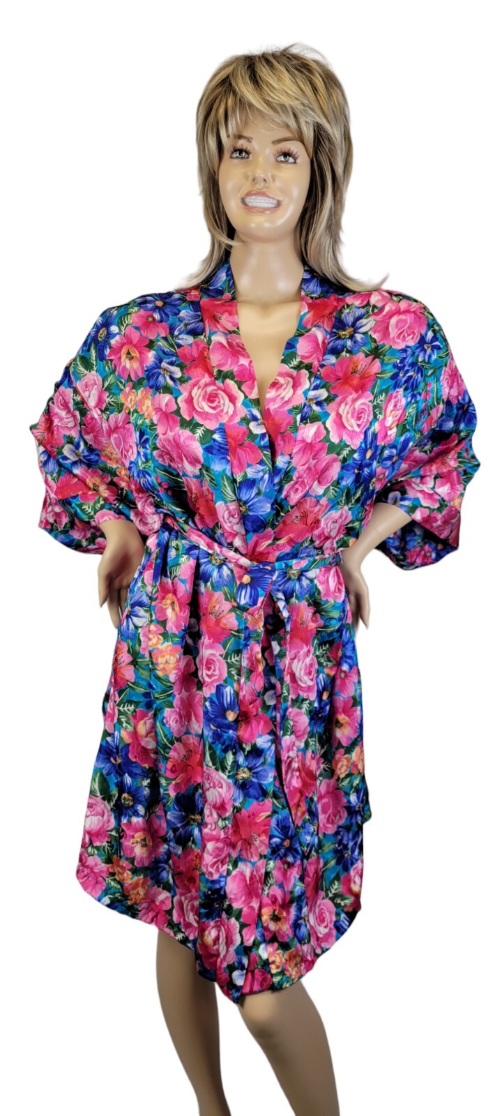 Vintage 1980&rsquo;s Kathryn Women&rsquo;s Vibrant Satin Floral 100% Polyester Robe XXXL 3X