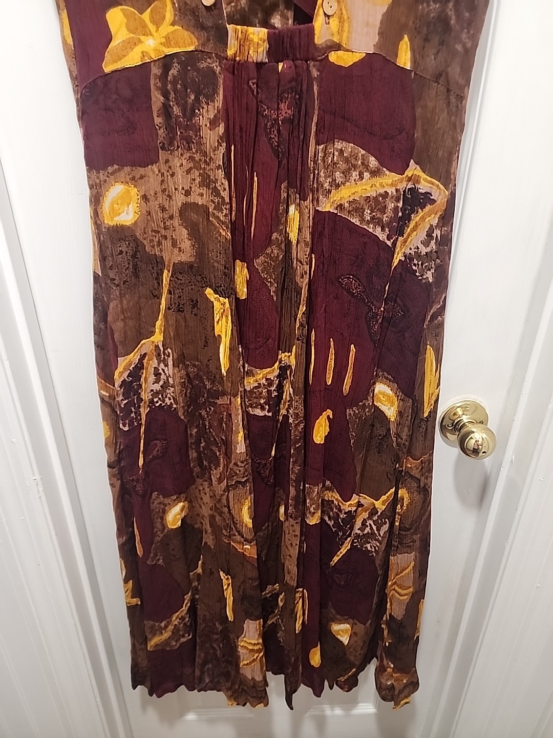 Vtg 90s Y2K Jasmine by KVM Button Front Crinkle Dress Criss Cross Back Sz Med
