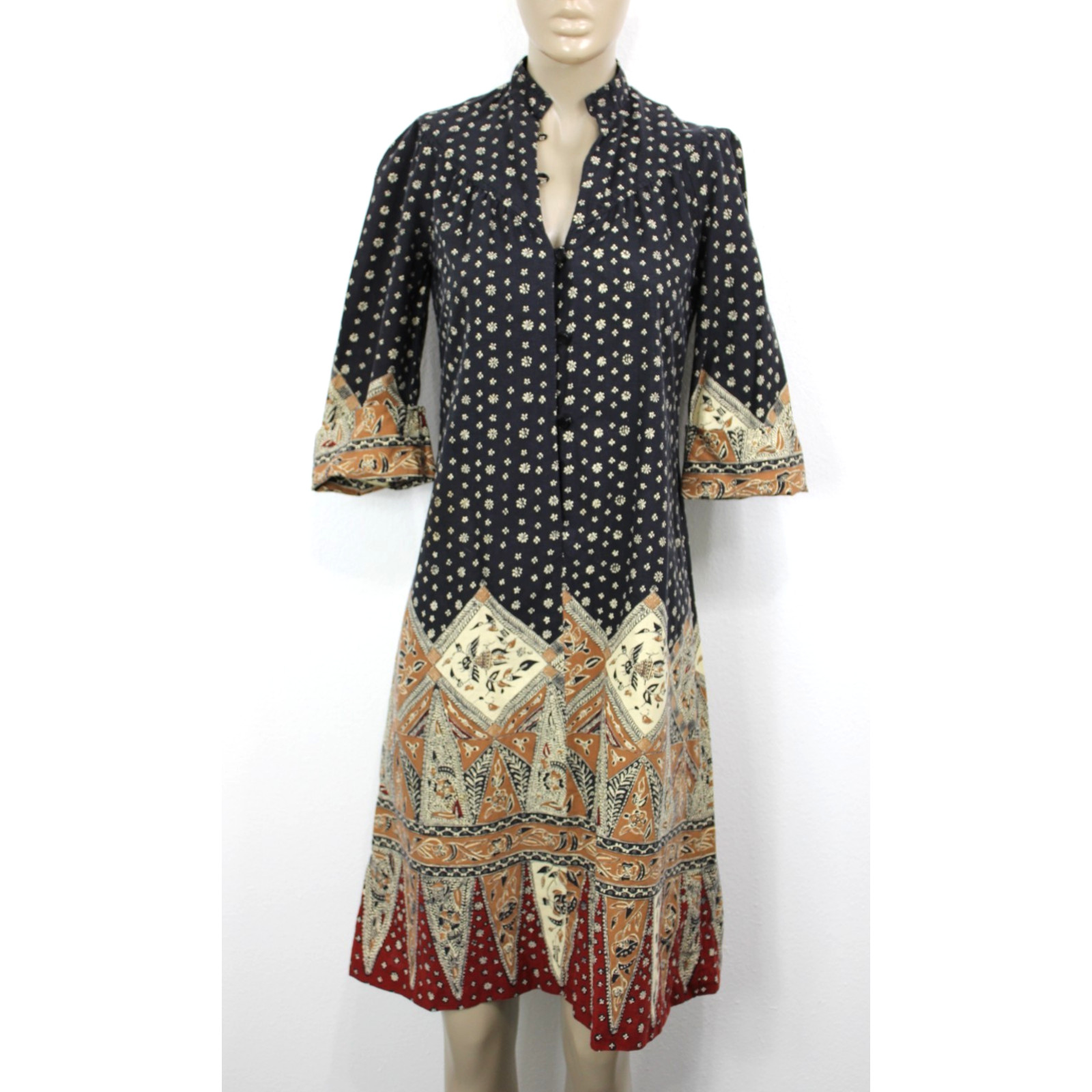 Vintage 60&rsquo;s 70&rsquo;s Shift Hippie Ethnic Dress by Patty O&rsquo;Neil Size 5 Small
