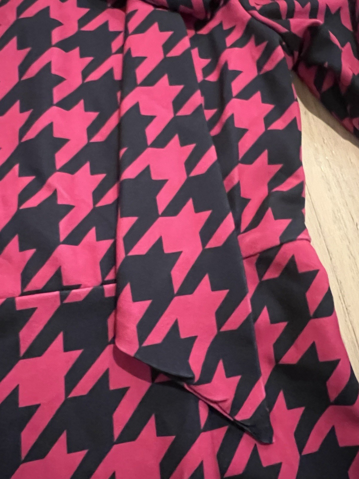 VTG NWT 80/90s Shaping Dress Shoulder Bow Geo Print Dark Pink/ Blk Cute! Sz XS