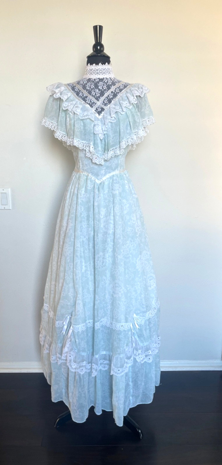 Gunne Sax Jessica McClintock Dress Prairie Victorian Style Lace S/XS
