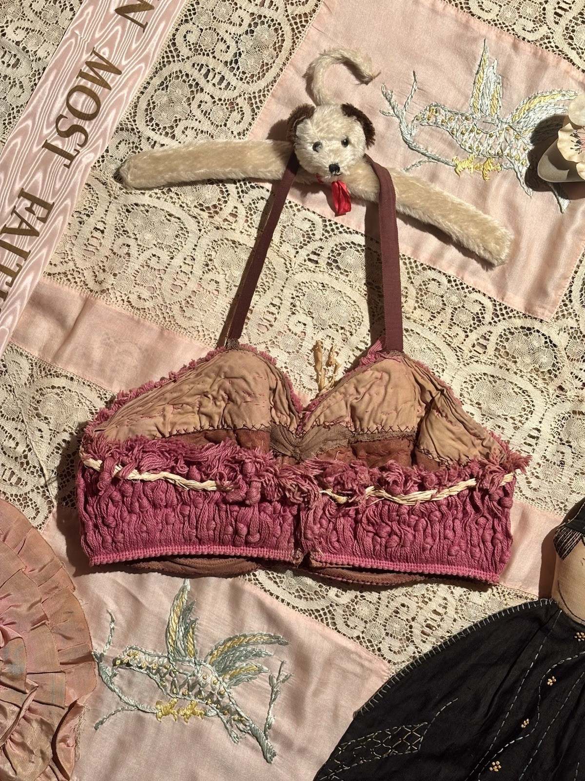 1950s Paramount Showgirl Raffia Bra Top, Size M
