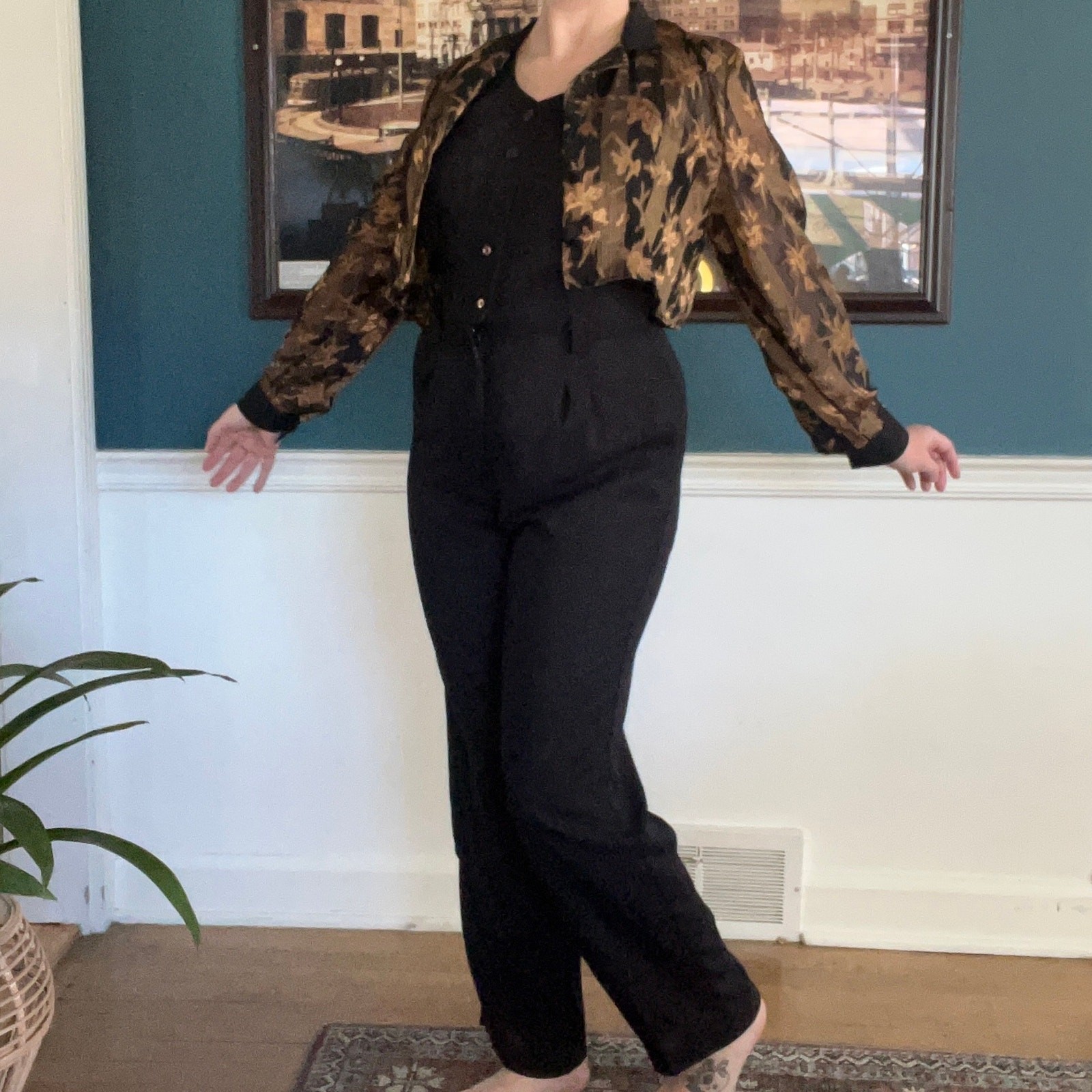 80s black & gold jumpsuit