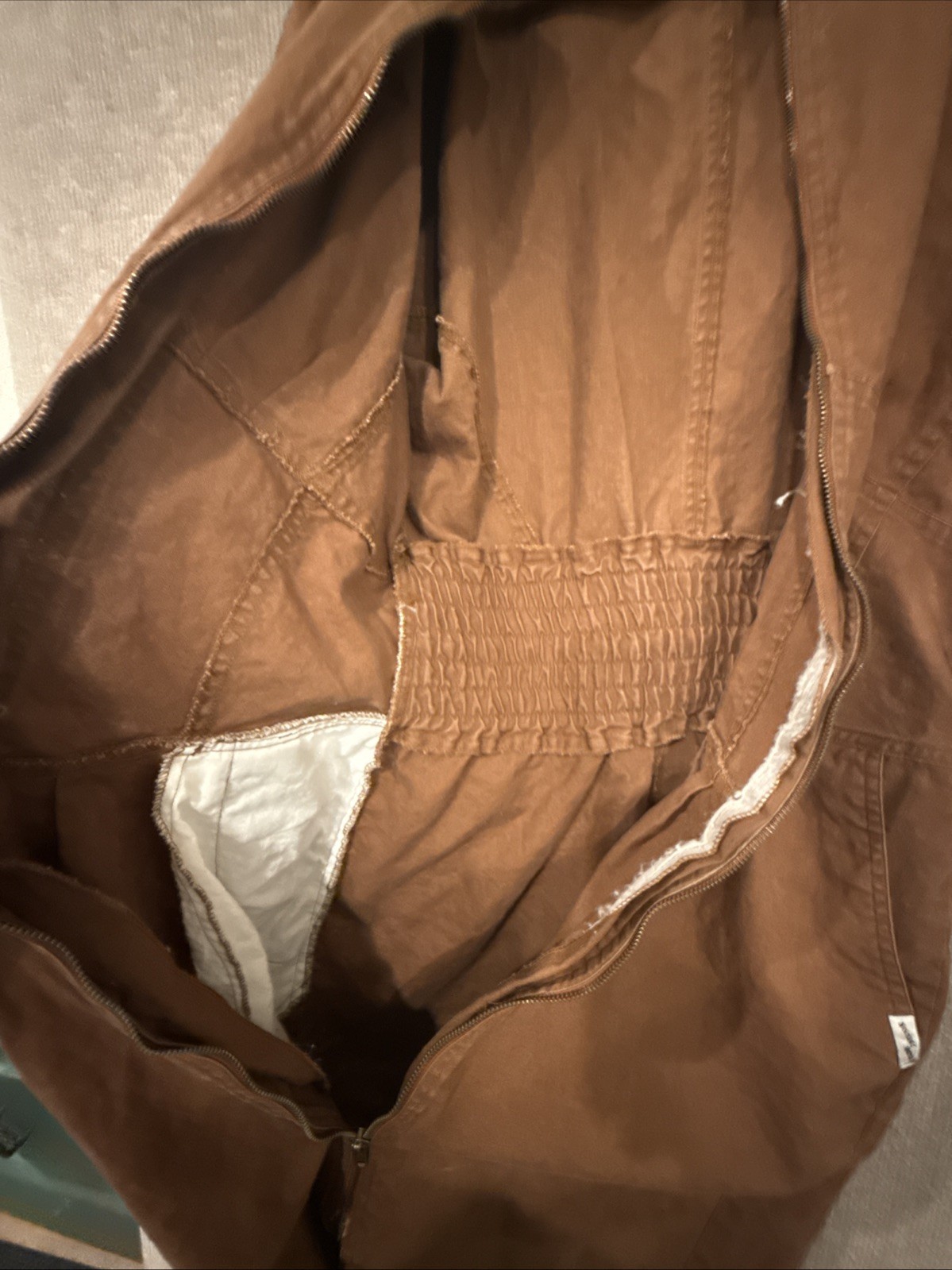 NOK NOK Vintage Brown Original 80s Style Dress, Front Zip, Pockets, Unique