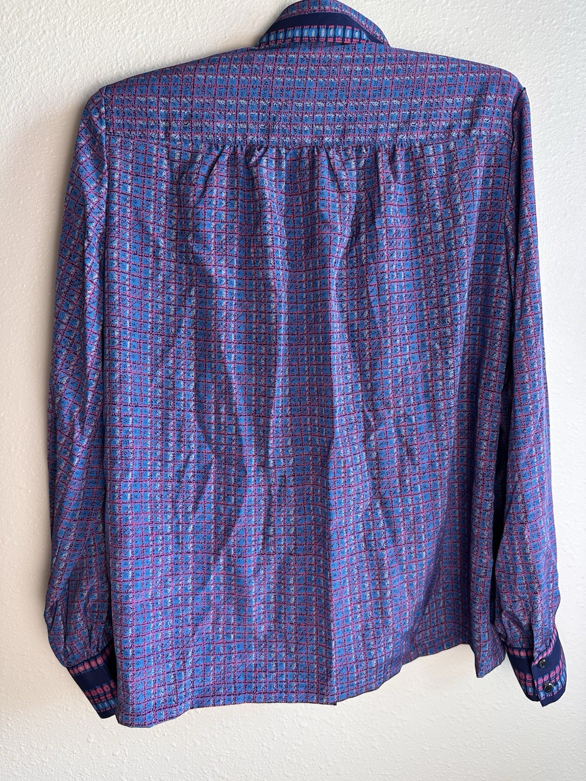 Vintage Callore Japan Geometric Button Up Blouse Mod Retro 70s 80s