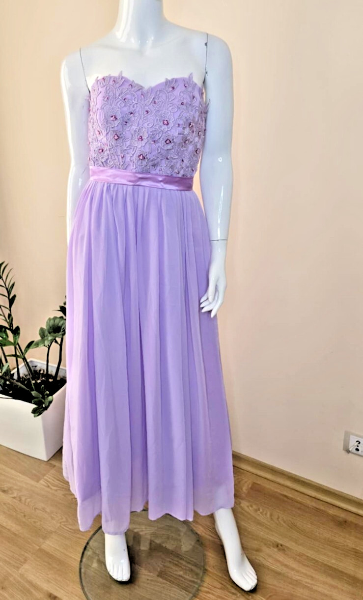 Enchanting Lavender Beaded Corset Back Prom Dress | Vintage Inspired Bridesmaid