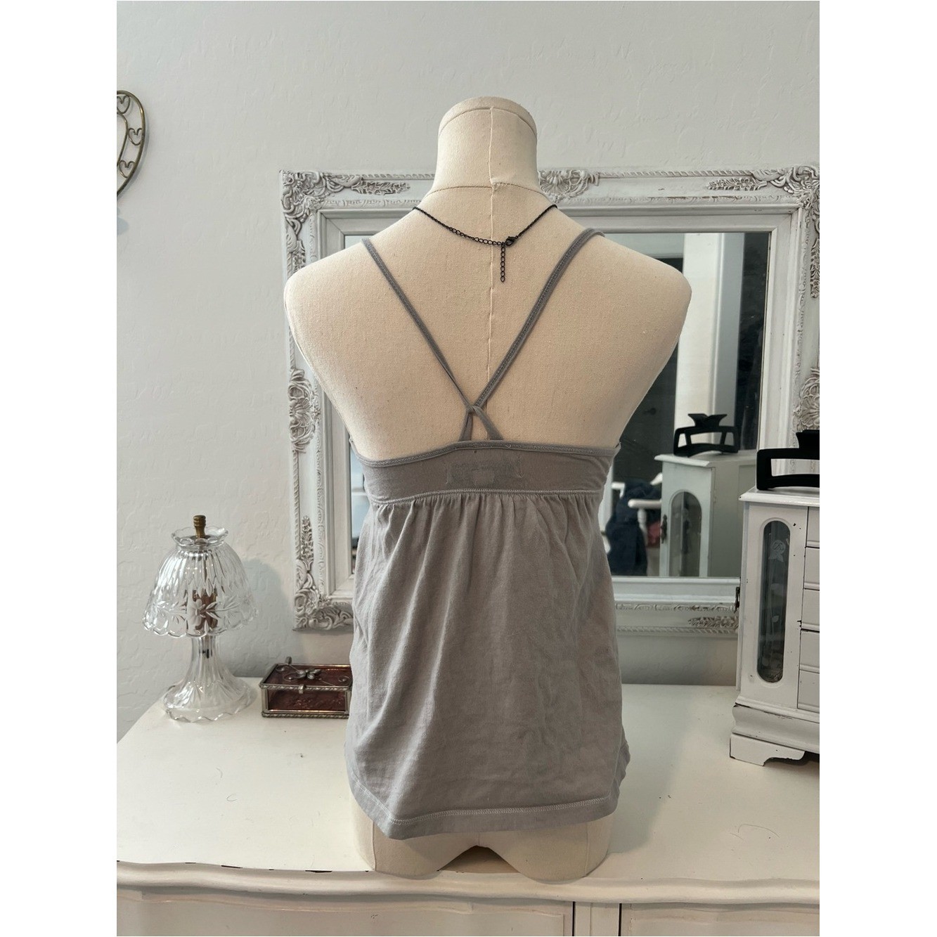 vintage abercrombie & fitch babydoll tank top w/ silver sequin embellishments