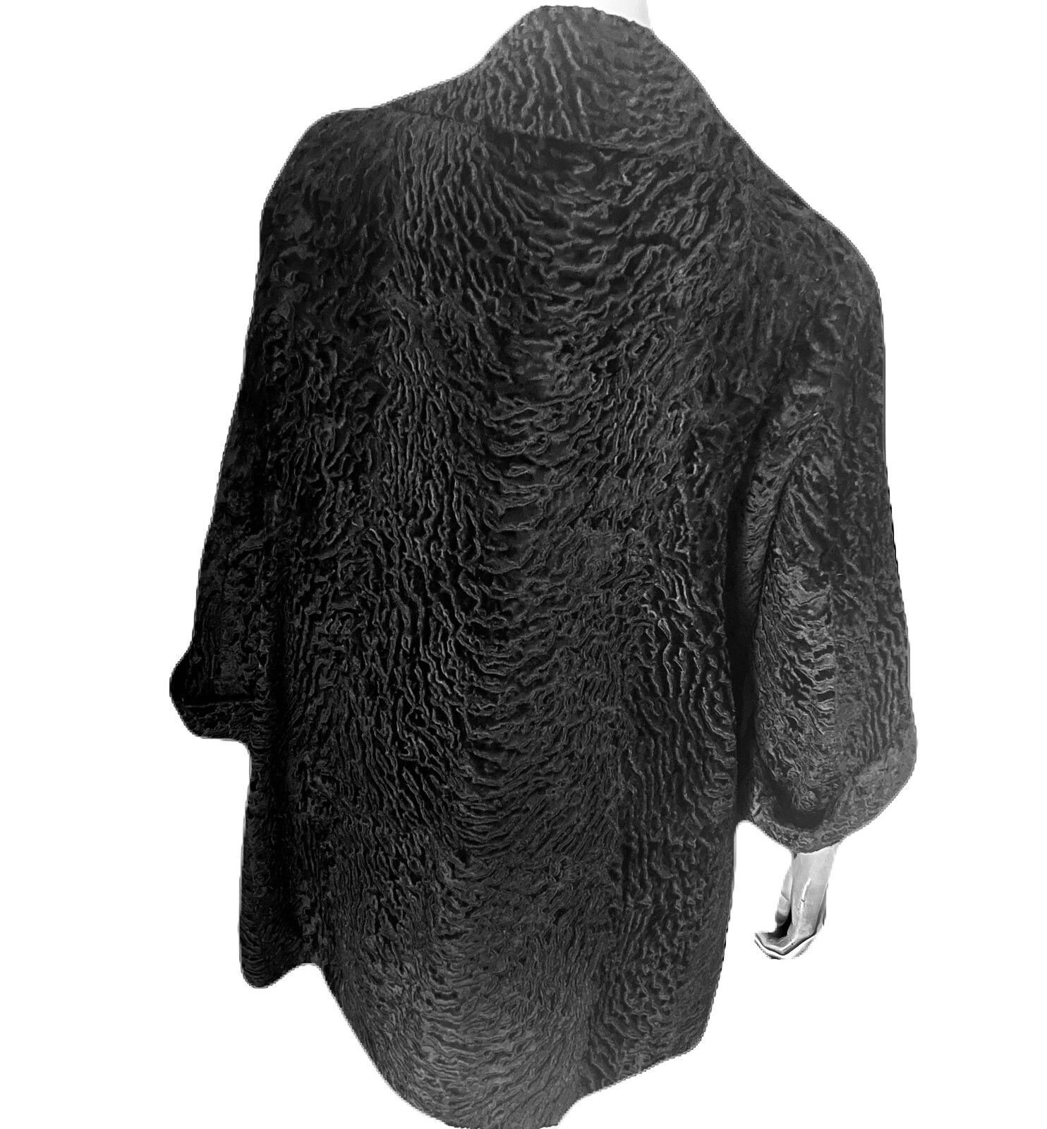 Excellent Inky Black Sheared Persian Lamb Stroller Length Coat, Benioff&rsquo;s , S-M
