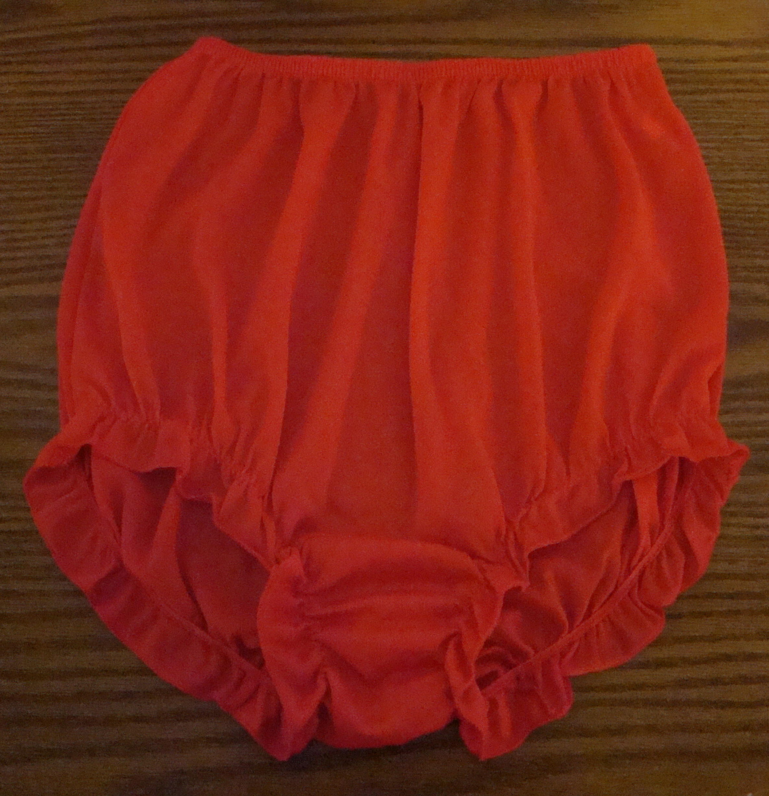Vintage Texsheen Size 32 or S M True Red 100% Nylon Frilly Double Gusset Brief