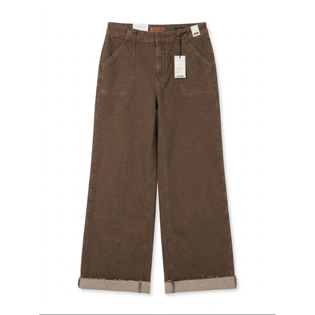 NWT Judy Blue High Rise Brown Retro Wide Leg Jeans Front Patch Pockets 13/31