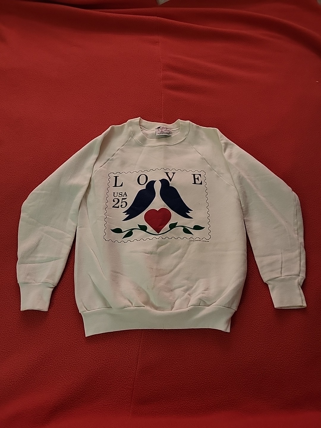 RARE vintage 80&rsquo;s LOVE U.S. postal service stamp sweatshirt