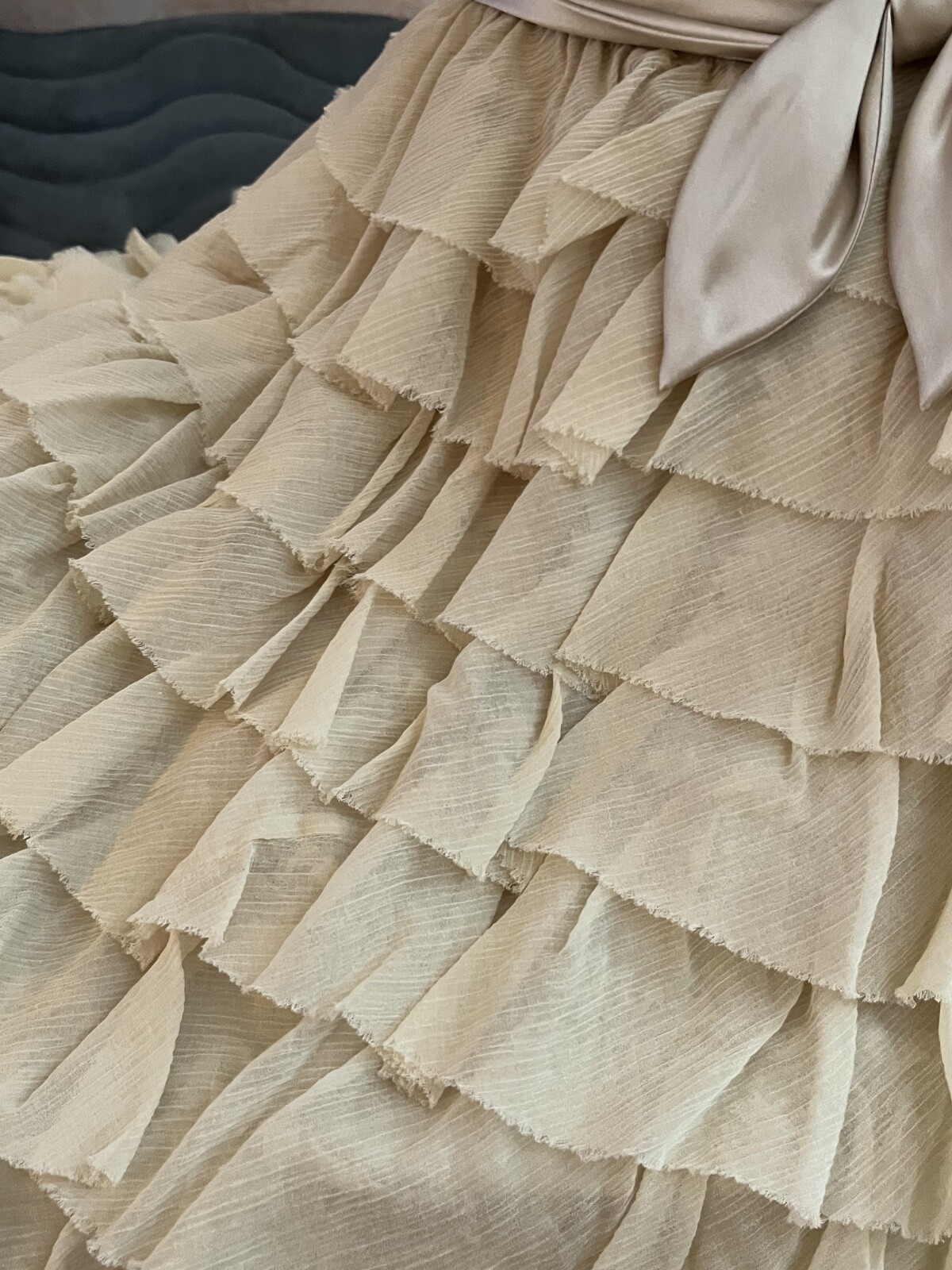NWT Betsey Johnson Collection 2 Tea Dress Ivory Raw Silk Cotton Ruffles Tulle