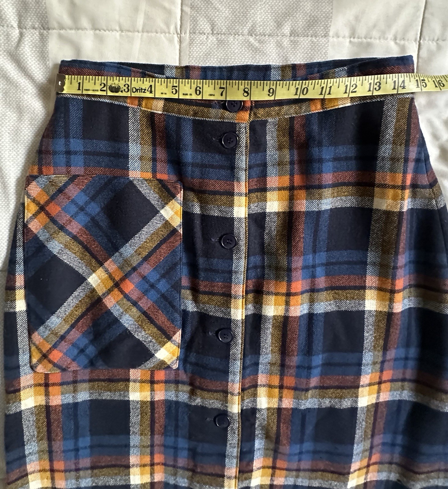 VTG Pendleton Knockabouts 100% Wool Plaid Maxi Skirt Size 14 Button Front READ