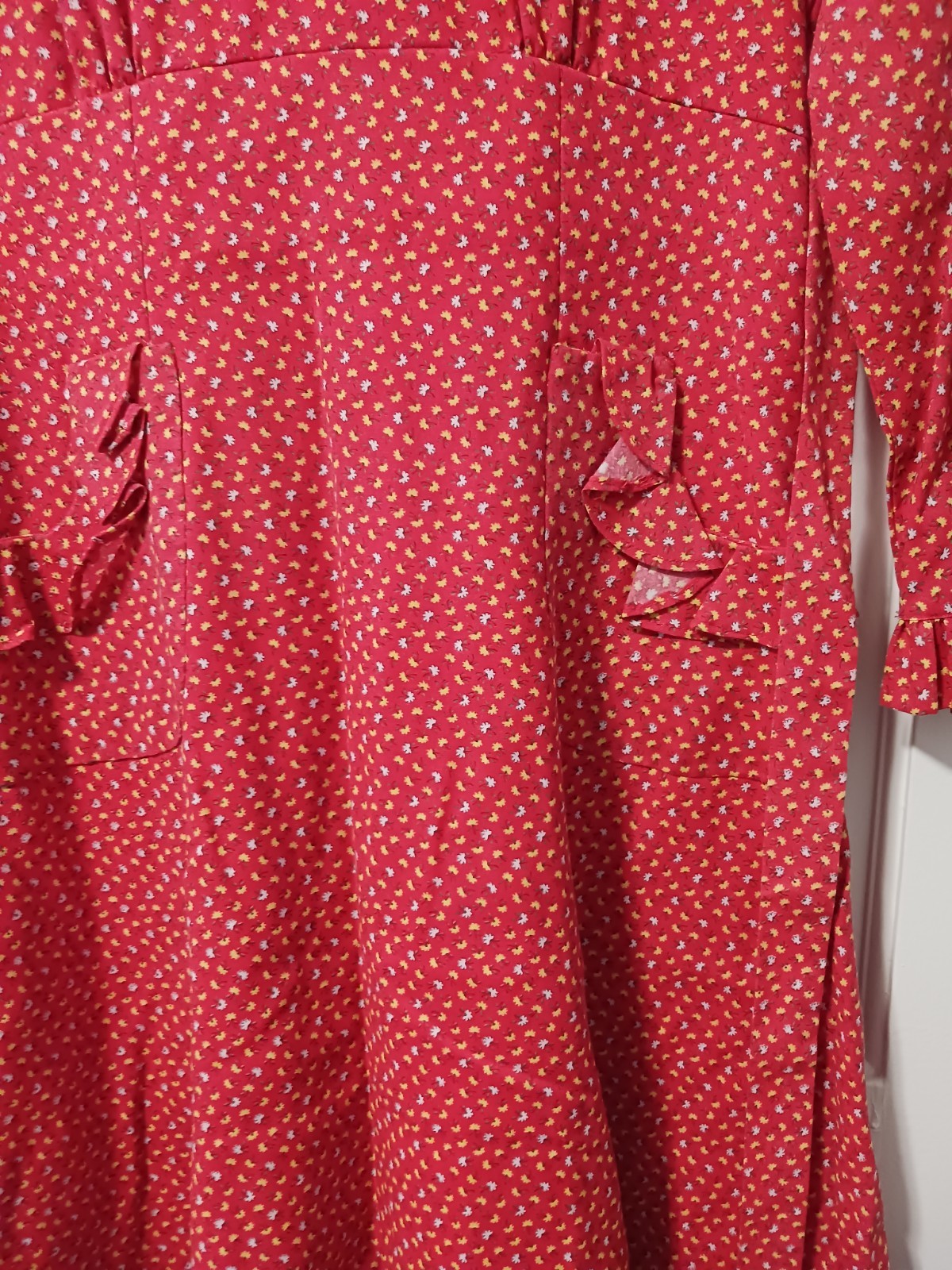 Late 1960- Early 70s Handmade Dress! Excellent Condition. Red Mid Length