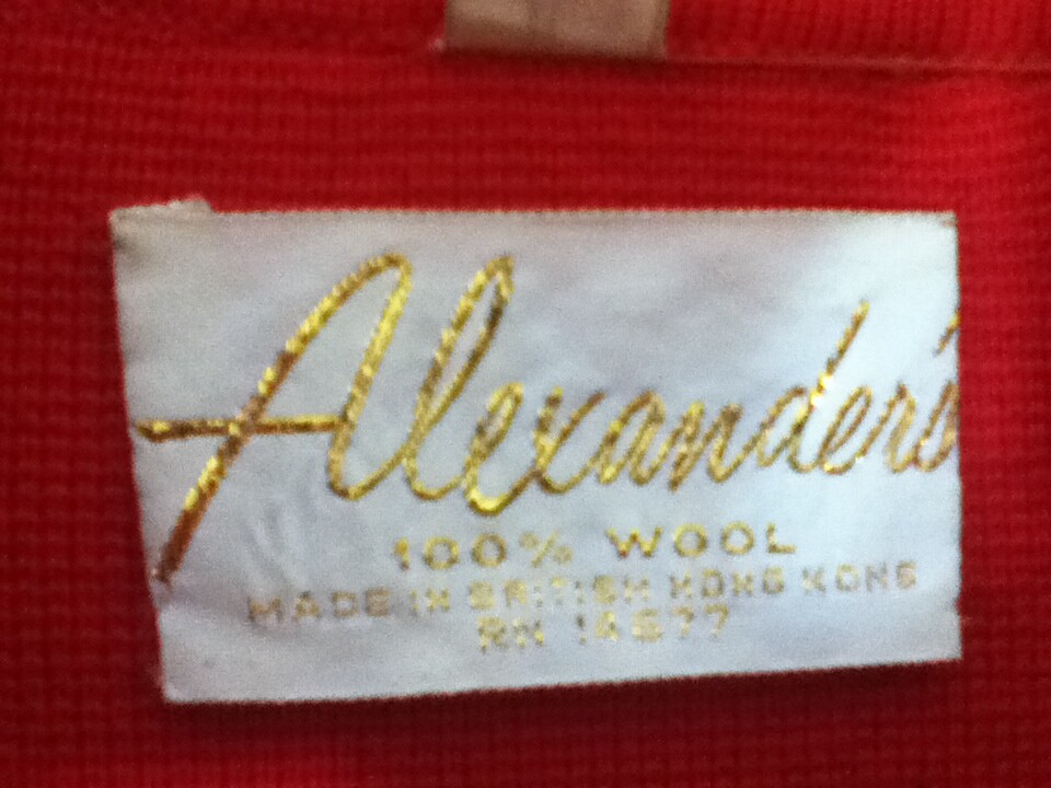 Vintage 70&rsquo;s Mod Red Wool Knit Coat Sz Large Alexander&rsquo;s British Hong Kong