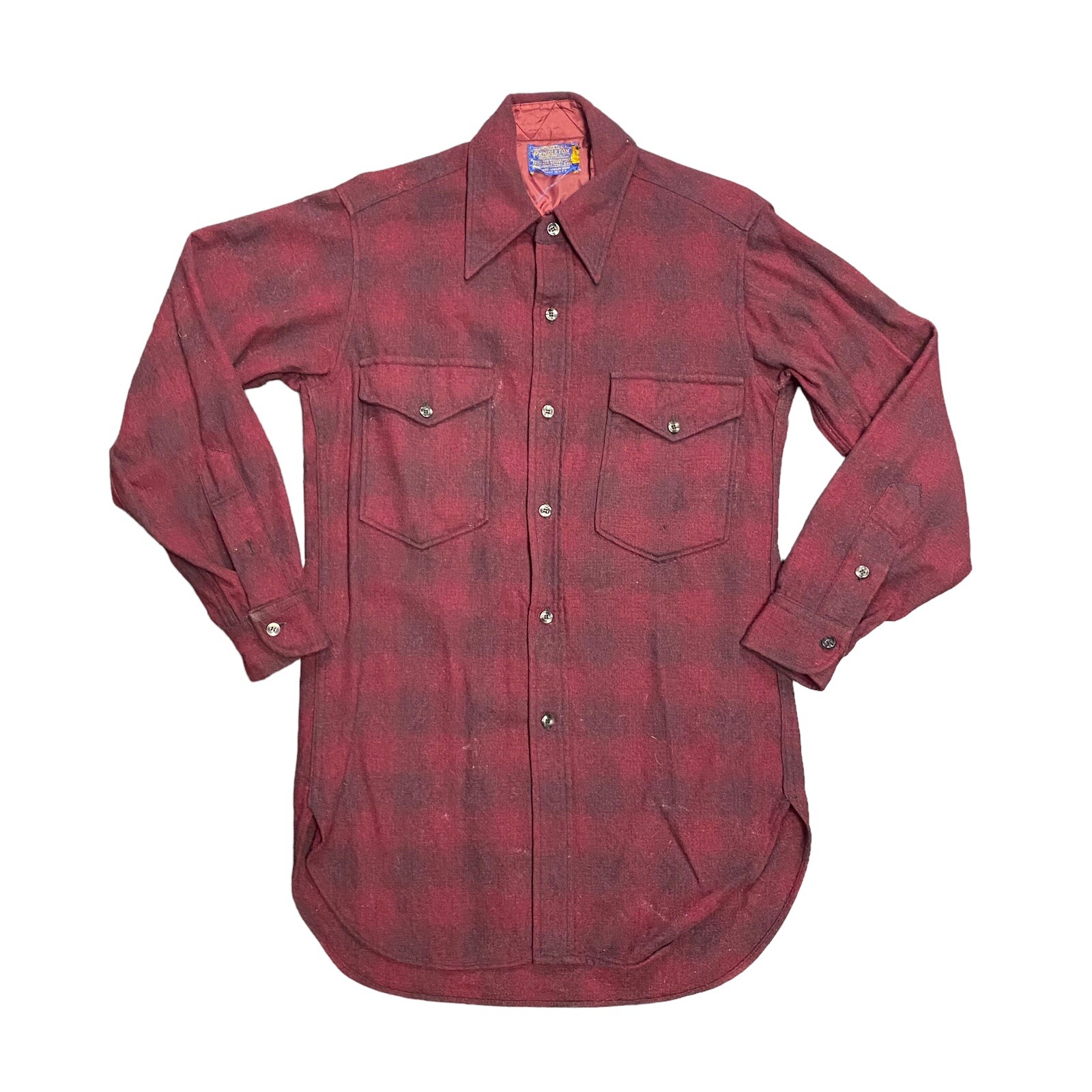 Vintage 70s Pendleton Western Women&rsquo;s Wool Shirt Made in the USA Size 14.5