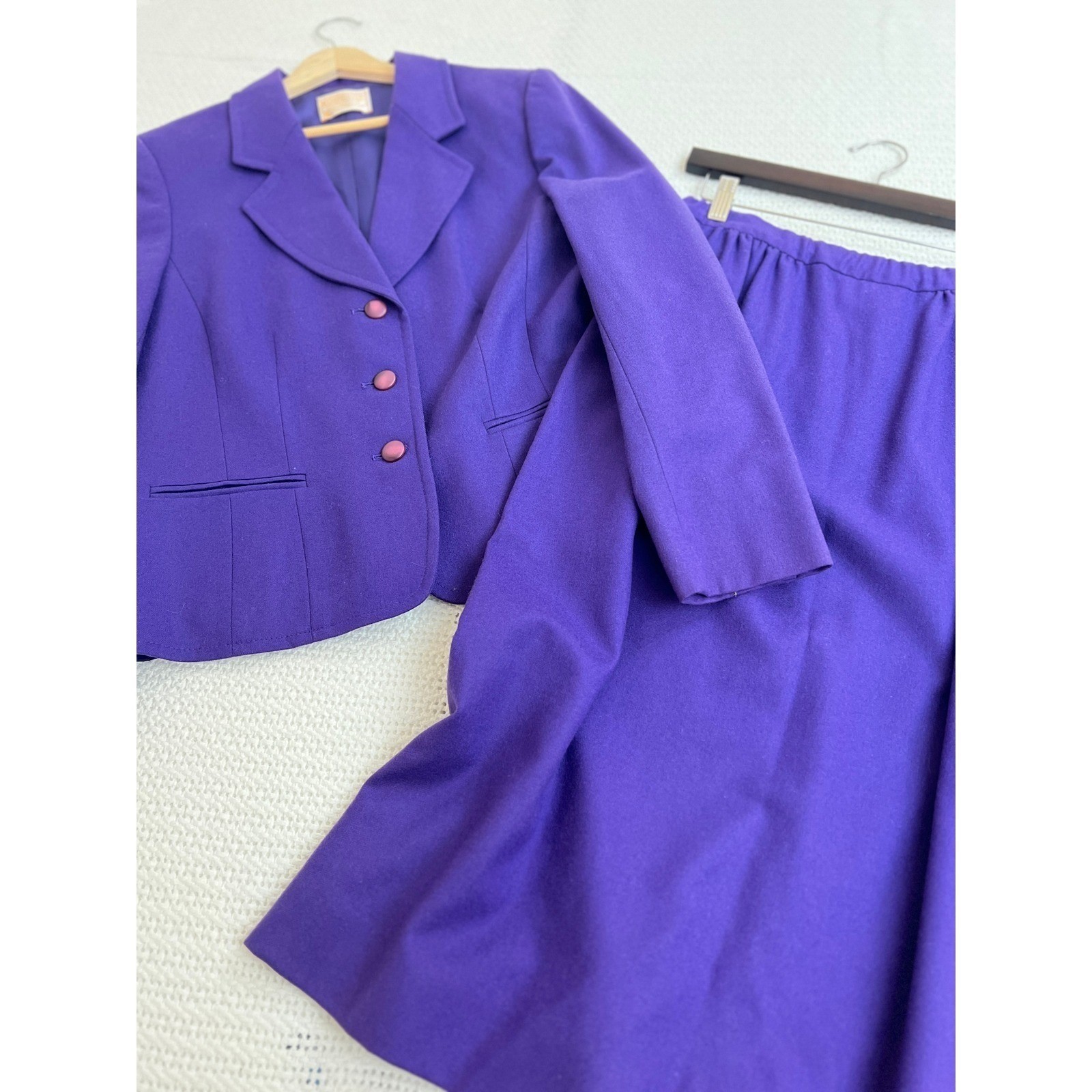 Pendleton Vtg Blazer Set Pure Virgin Wool Jewel Tone Purple Skirt Suit Heritage
