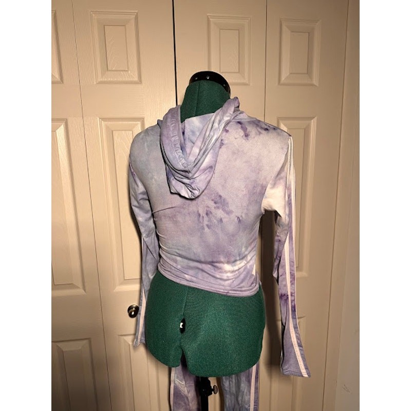 Women&rsquo;s Purple Tie Dye Two Piece Hooded Top Longue Set