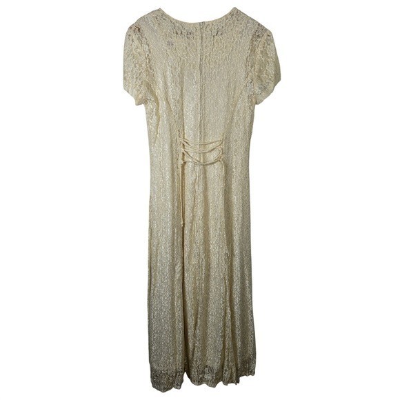 Fredericks of Hollywood Lace Maxi Dress Corset Back Cream White Size 11 12