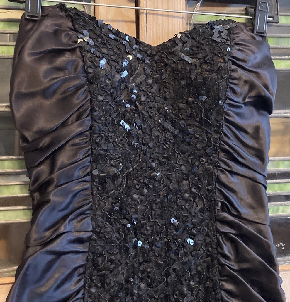 Vtg ZUM ZUM Strapless Dress Mermaid Lace Sequin Beaded Satin Formal Prom – AS IS
