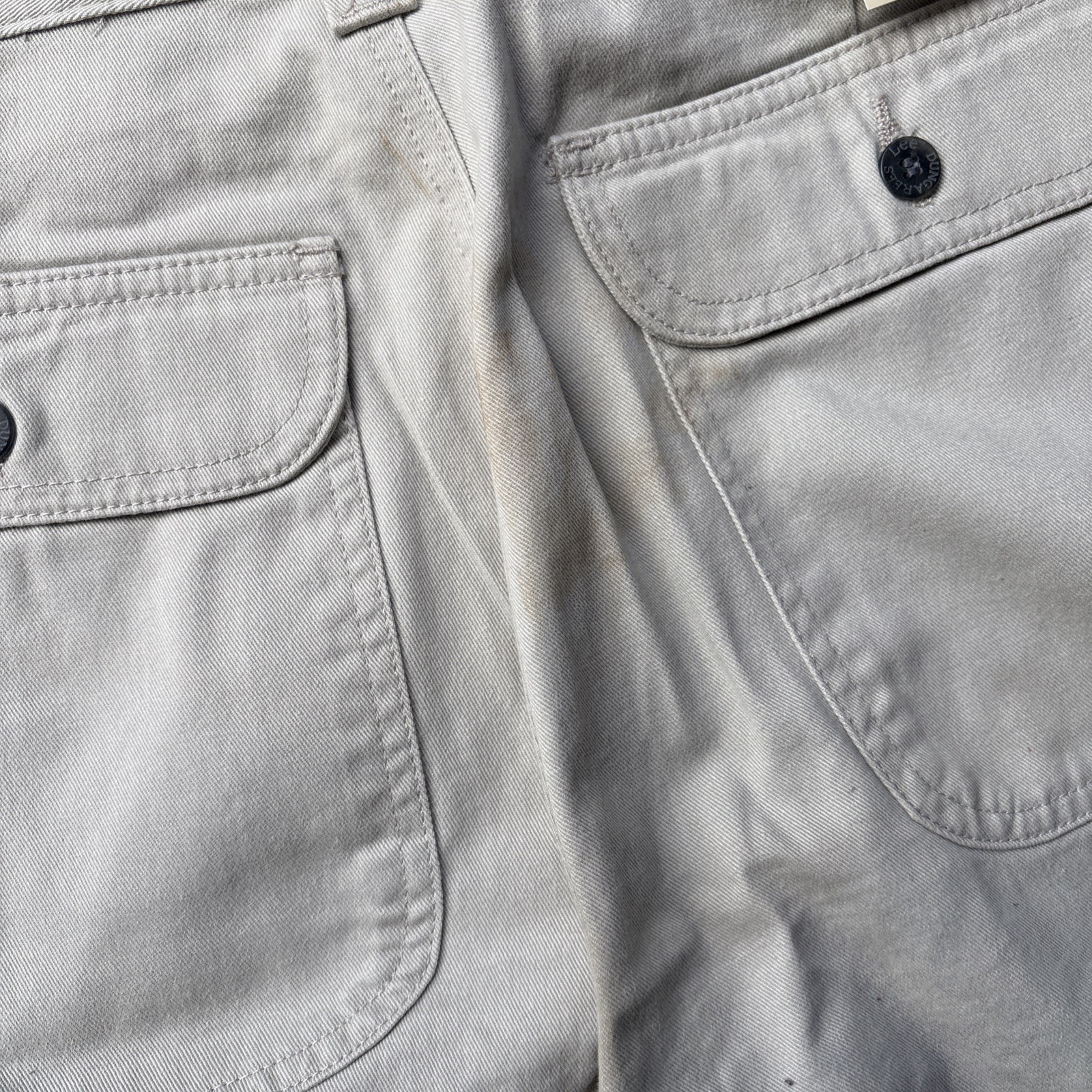 Vintage Riveted LEE Fatigue Utility Pants Wide Relaxed Khaki Tan Juniors 9 M
