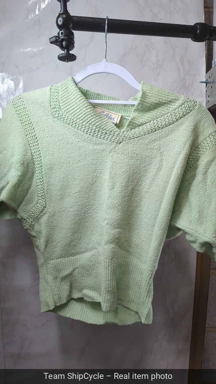 Vintage 1950s Lofties Sea Foam Green 3 Piece Knit Skirt Set Med Lg G2U