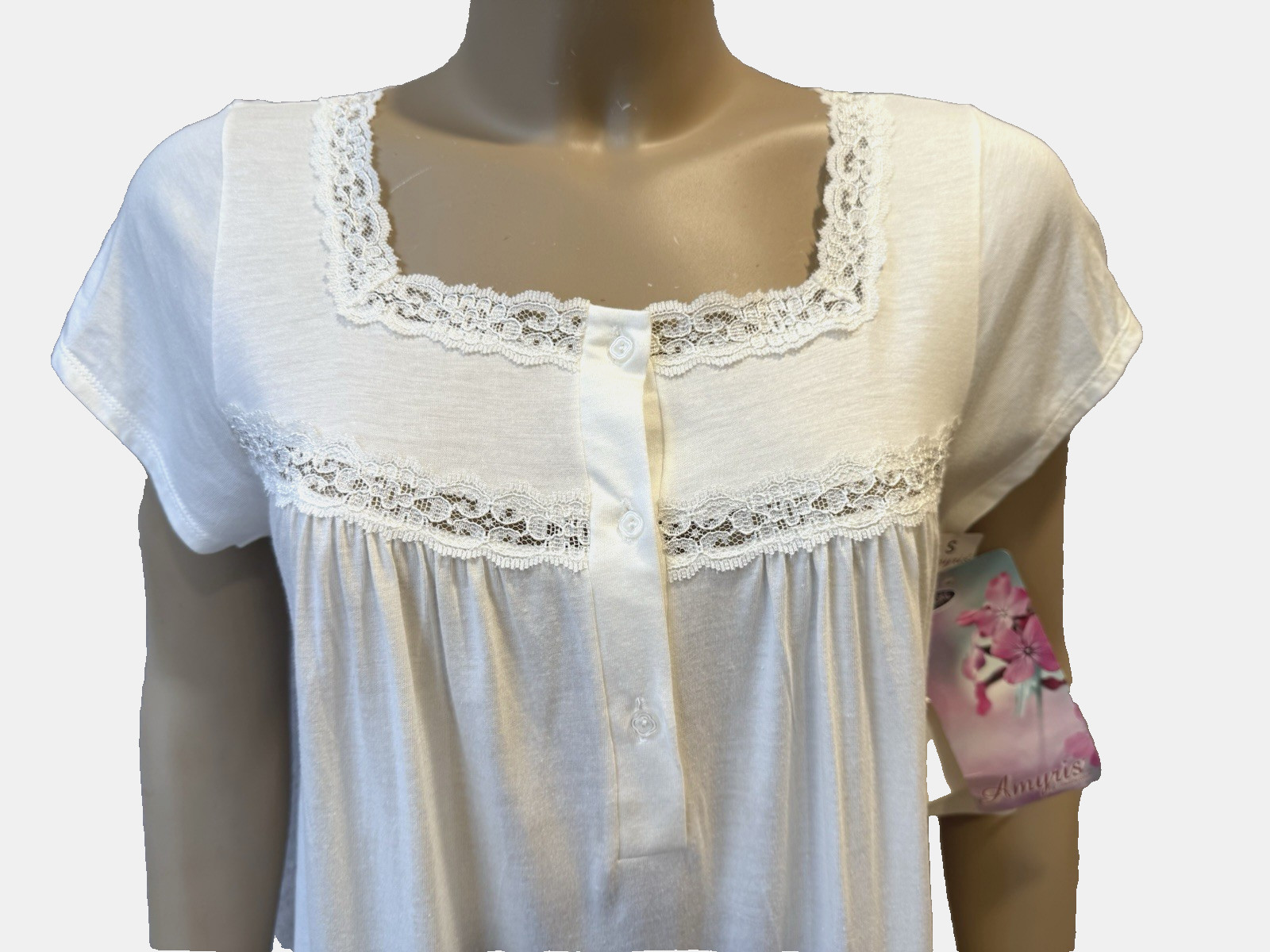 VTG Shadowline Amyris Pima Cotton Blend Nightgown, Sz S/M w/Tags Deadstock 90&rsquo;s