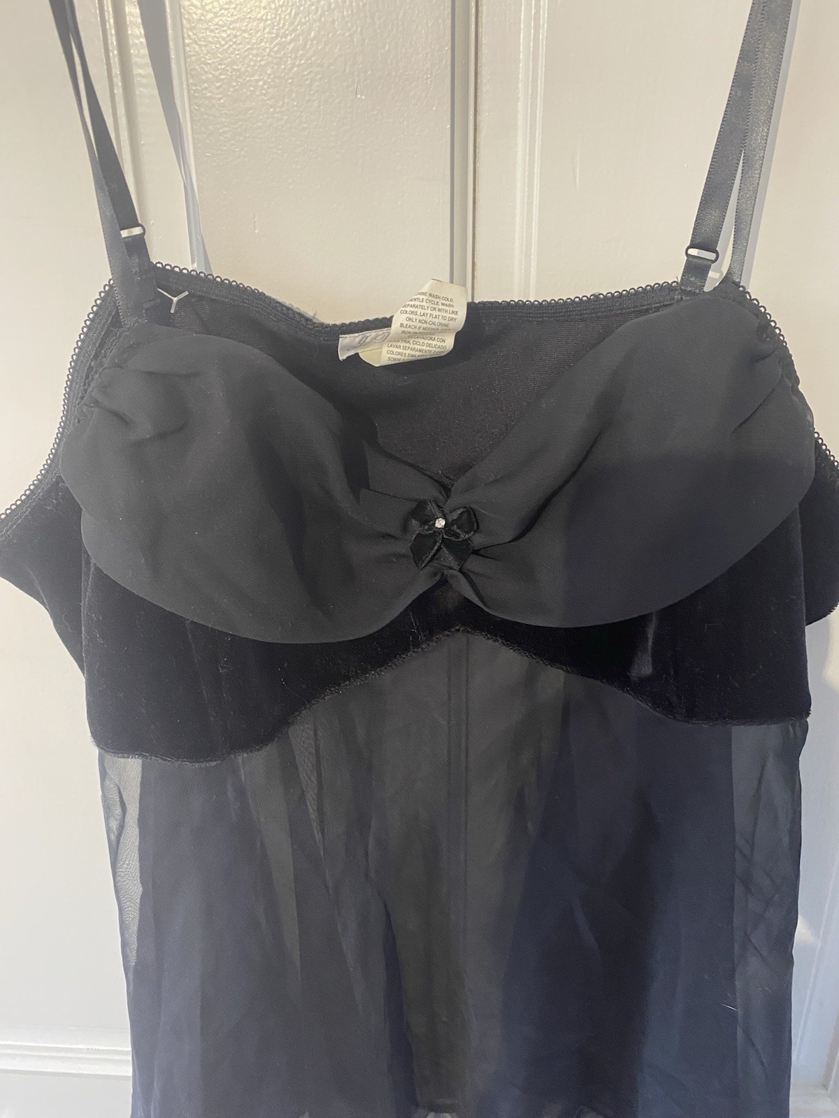 Je T&rsquo;adore Black Sheer Vintage Slip Dress 100% Polyester Regular Size Large