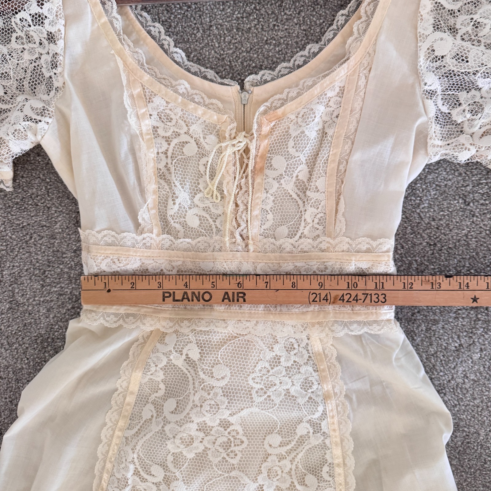 Vintage 70s Ivory Cream Lace Prairie Maxi Dress Size 11 Cottagecore Wedding Boho