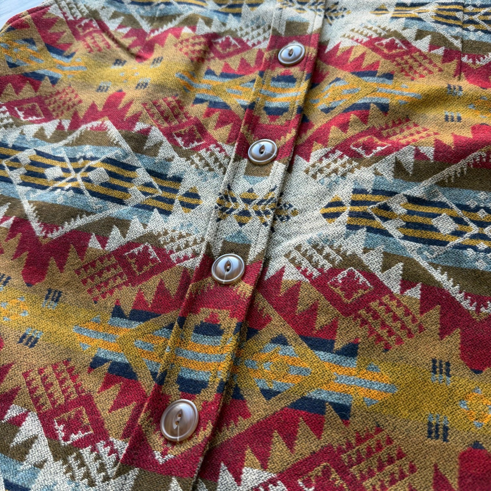 Pendleton Journey West Wool Skirt Western High Waist Button Front Size 16