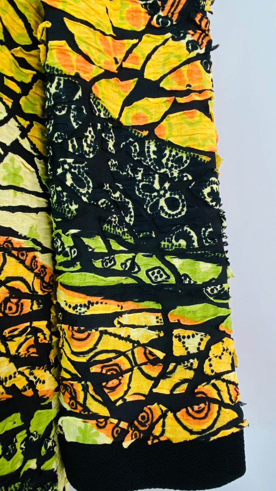 Vintage 1990s long yellow duster jacket XL semi sheer lightweight orange green