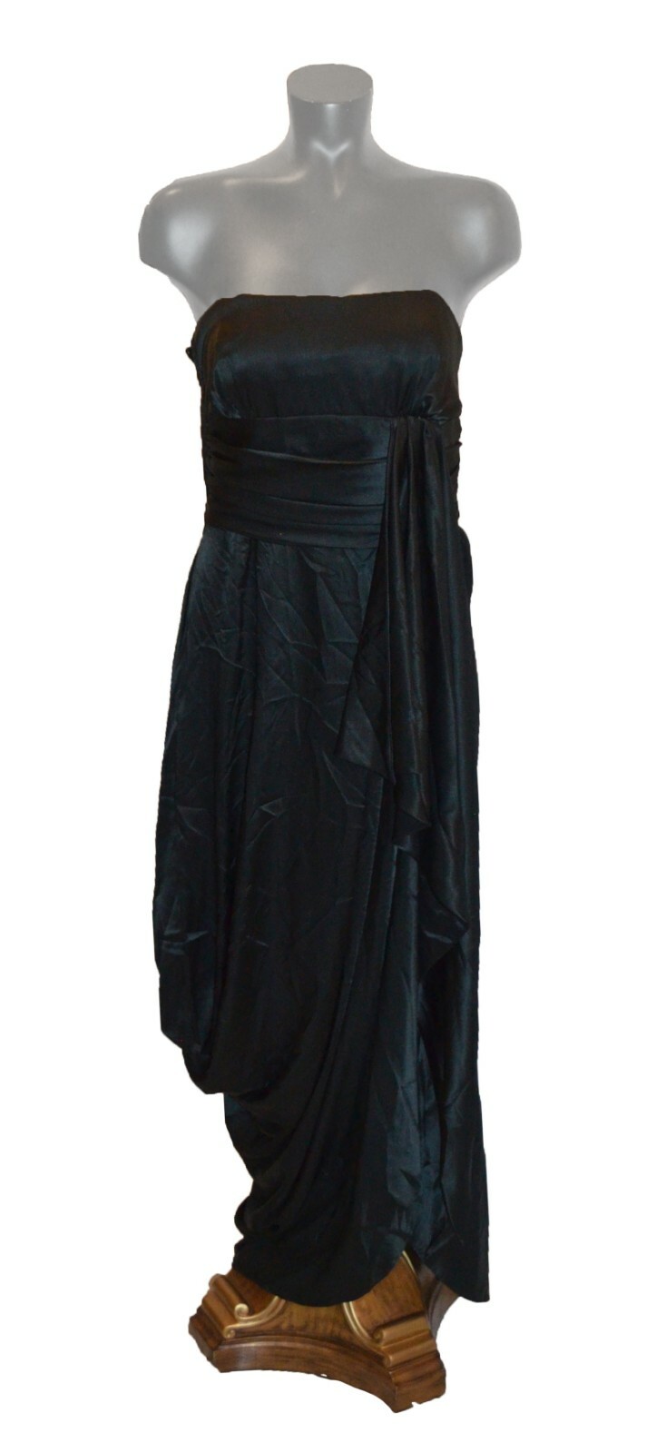 Frank Usher London Vintage 80s Black Draped Party Formal Dress sz 10