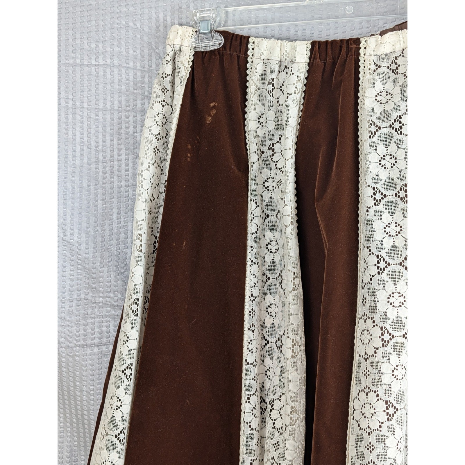 Carefree Fashions Scottsdale Vintage 70s Lace Top Velvet Skirt Set Womens L