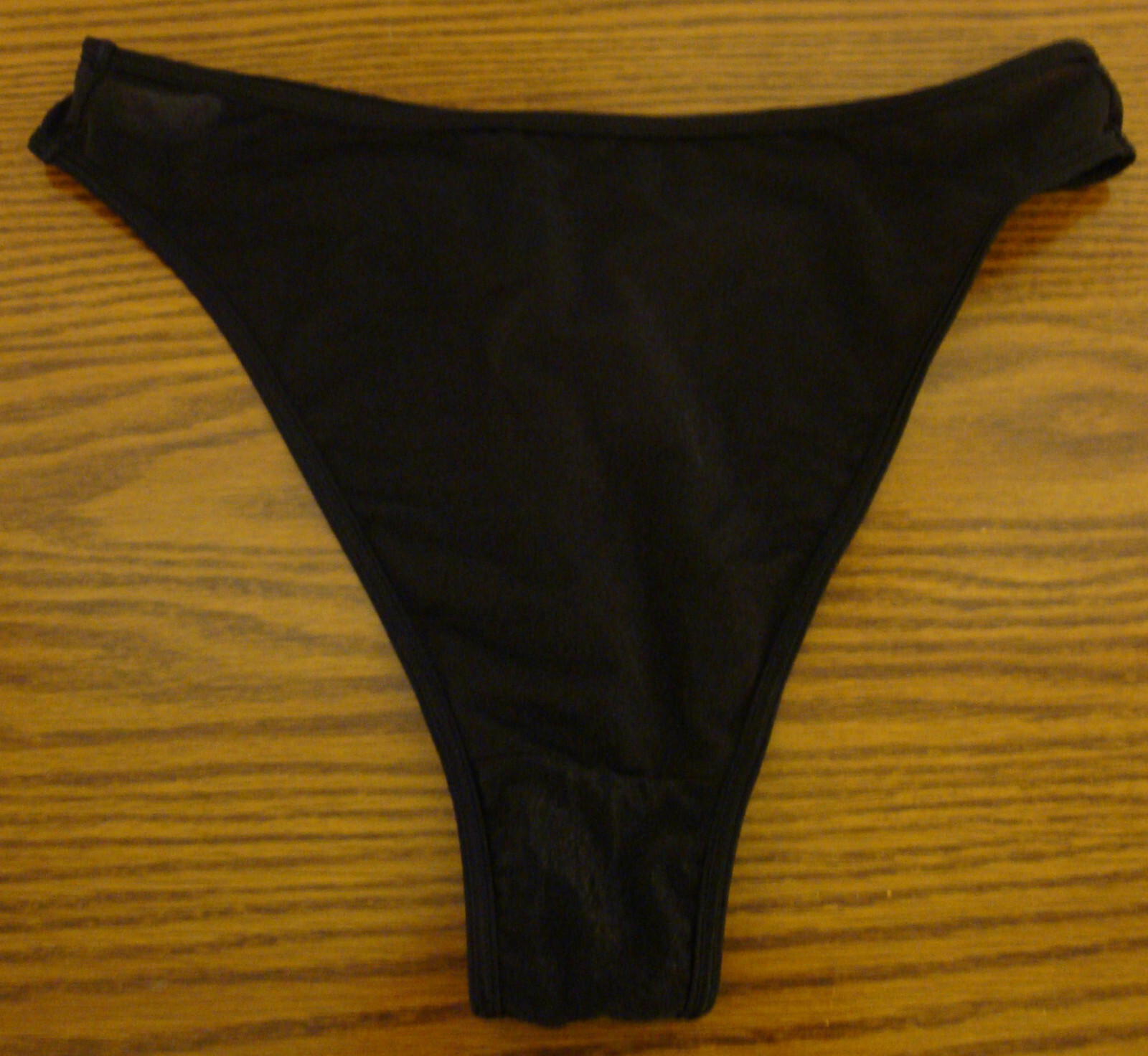 Fruit of the Loom M L Black Lycra Spandex Shiny Shimmery Thong Vintage #433