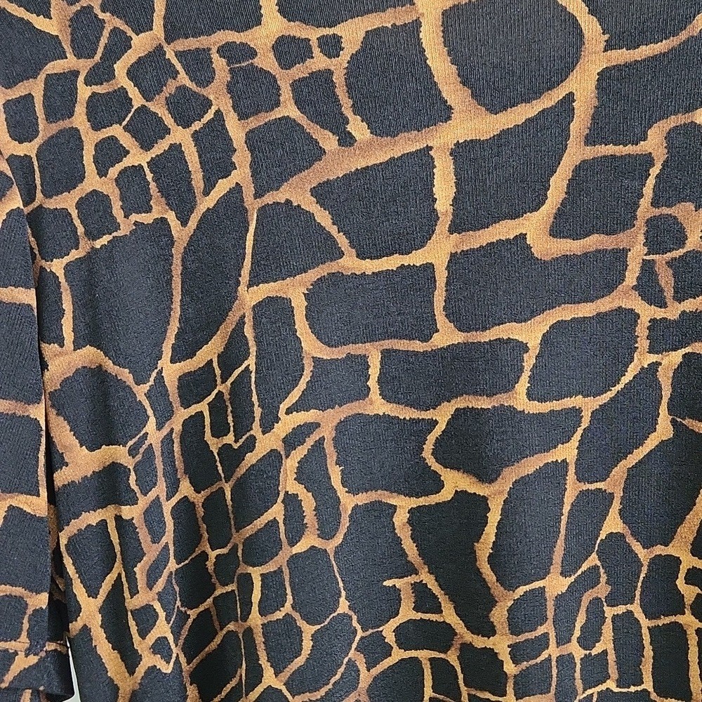 Vintage Notations Black and Brown Giraffe Print 2 In 1 Blouse Size Med Animal