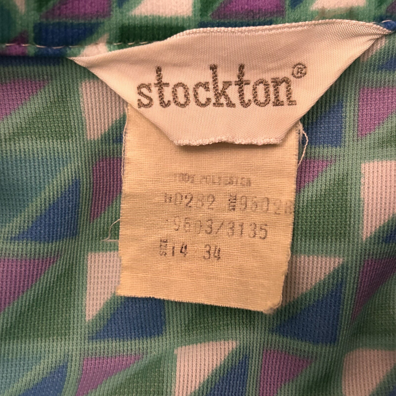 Vintage 70s Stockton Mod Blue Dagger Collar Blouse Size Vintage 14