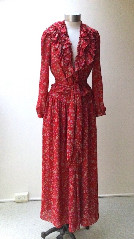 Vintage 1970&rsquo;s Giorgio Di Sant&rsquo;Angelo Weed Print Chiffon Wide Pants and Top