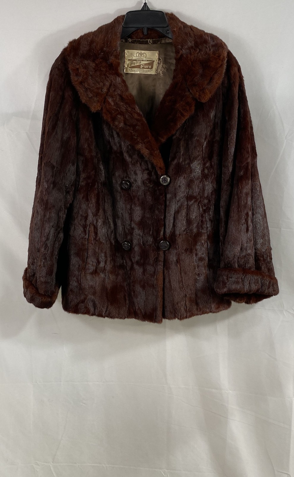 Vintage Pelta Furs Women&rsquo;s Red Real Fur Double Breasted Jacket Coat 50 Bust