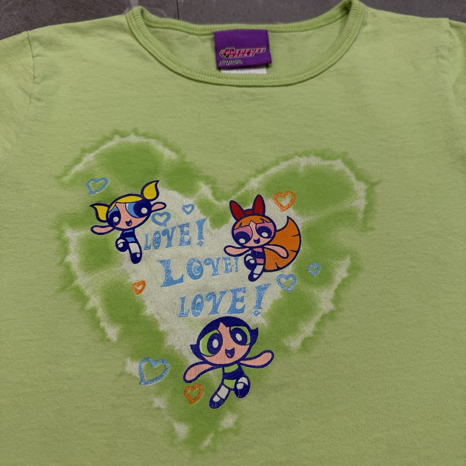 Extremely Rare Y2K Vintage Powderpuff Girls Cartoon Network Baby Shirt Size XS
