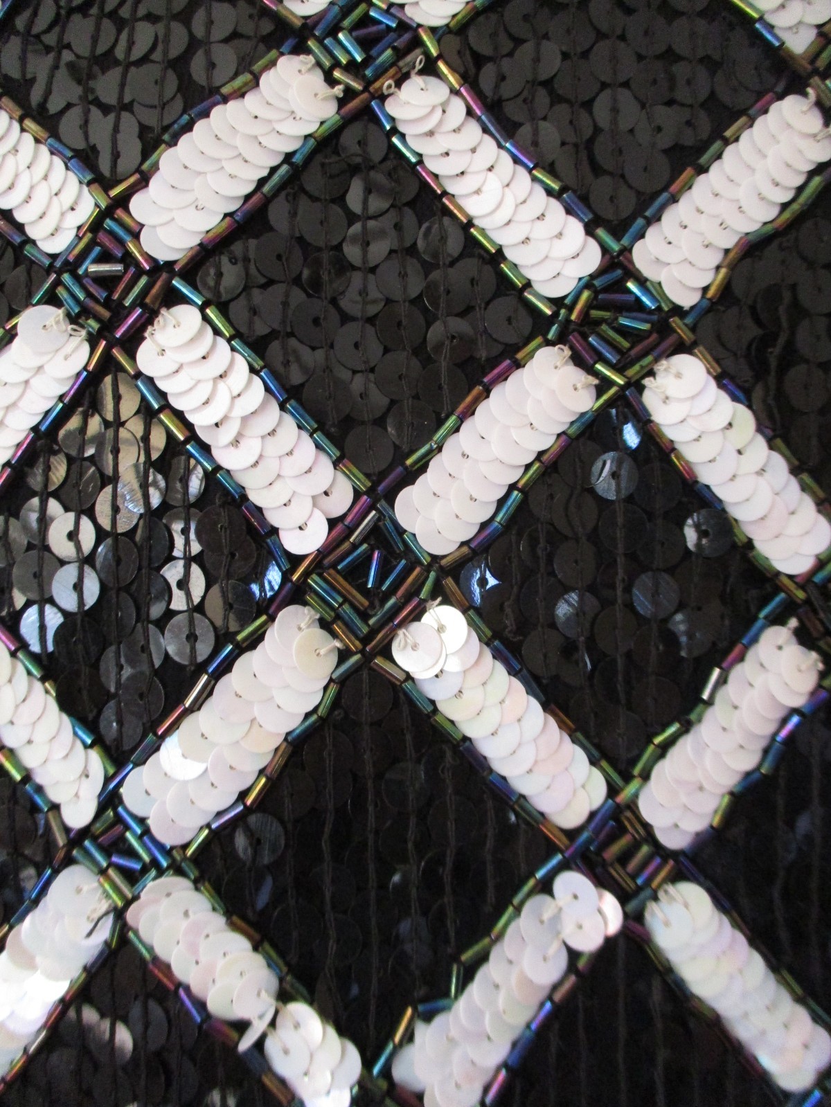 Vintage Joan Leslie Evenings Women&rsquo;s Silk Sequin Jacket Black White Diamond M