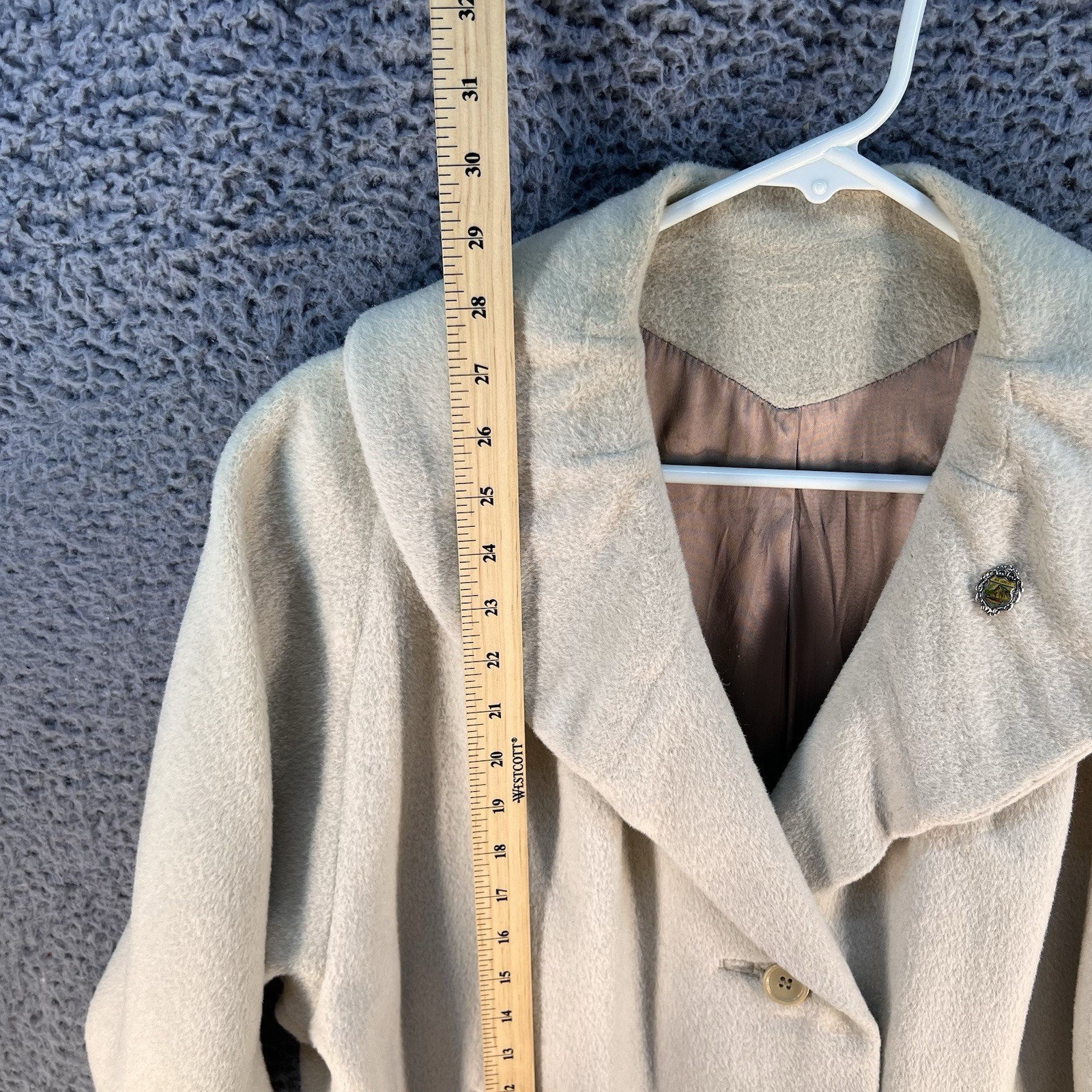 Vtg STROOCK Coat Womens Medium Cashmere Blend Beige Quiet Luxury Mob Wife Classy