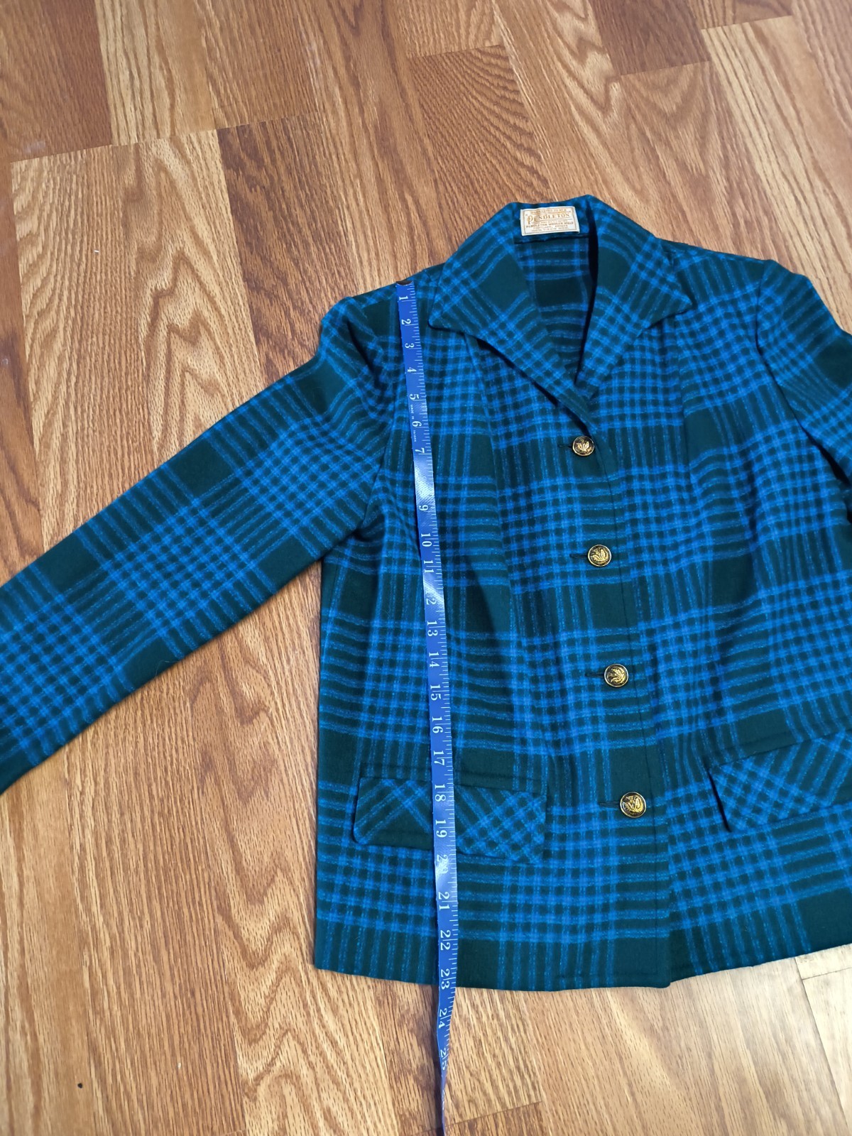 Vintage 1950s Pendleton Virgin Wool Blazer Jacket Thistle Buttons Button Front