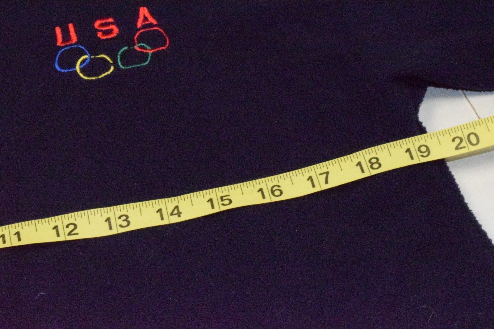 Vintage Olympics Fleece Jacket Size M 80s Navy Blue Thin Fleece Made USA